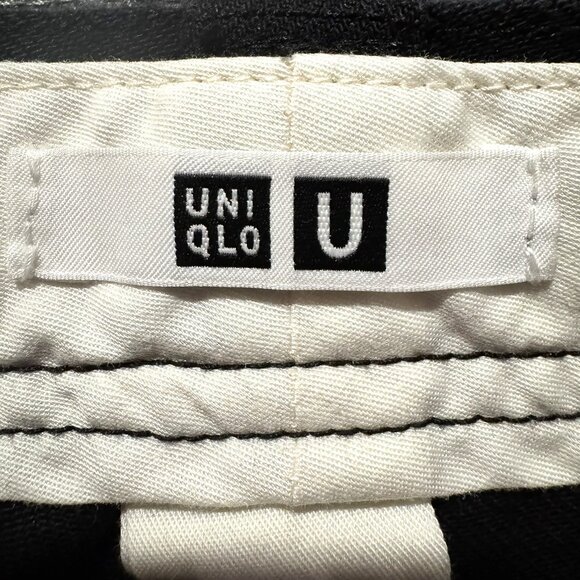 UNIQLO U LEMAIRE Black Wide Fit Chino Trousers Barrel Cropped Ankle Pants sz 35 - Picture 4 of 6